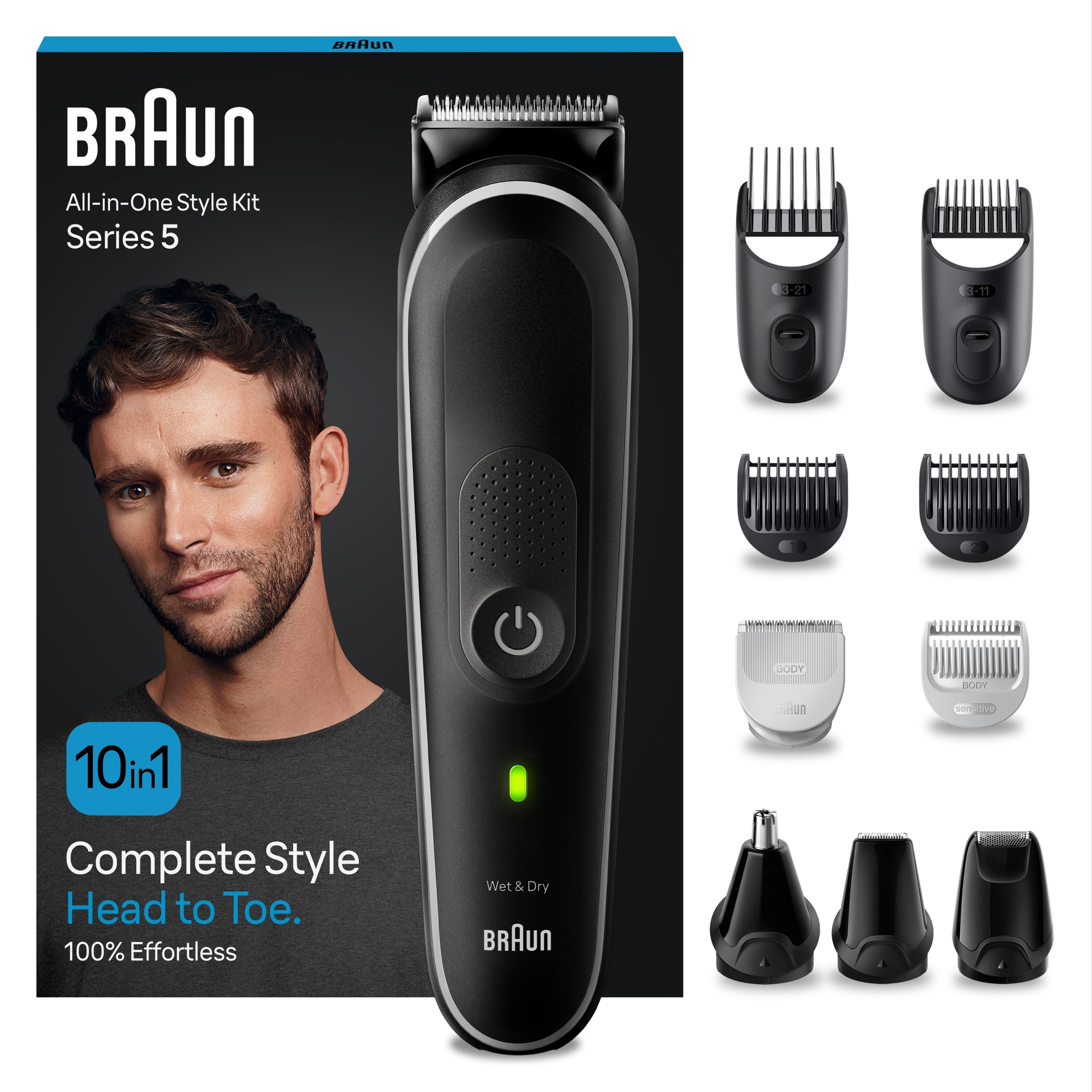 Braun All-In-One Style Kit Series 5 MGK5440, 10-in-1 Kit For Beard, Hair, Manscaping & More