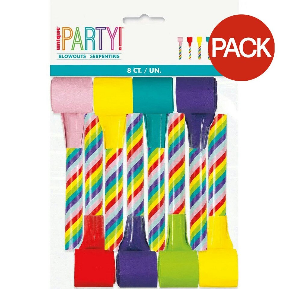 image 1 of Unique Party Candy Cane Party Blower (Pack Of 8) - Multicoloured - One Size