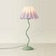 image 3 of ValueLights Wiggle Lilac Pleated Scallop Lamp Shade Moss Green Metal Table Lamp and LED Bulb | Green | Purple