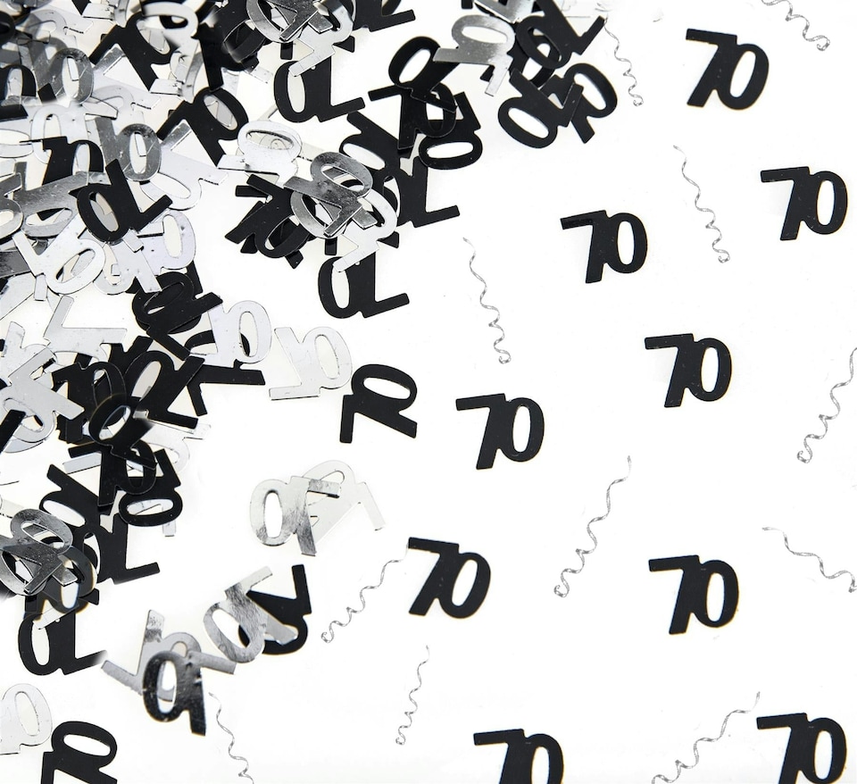 image 1 of 70th Birthday Confetti Black & Silver 1 pack x 14 grams birthday decoration Foil Metallic 1 pack