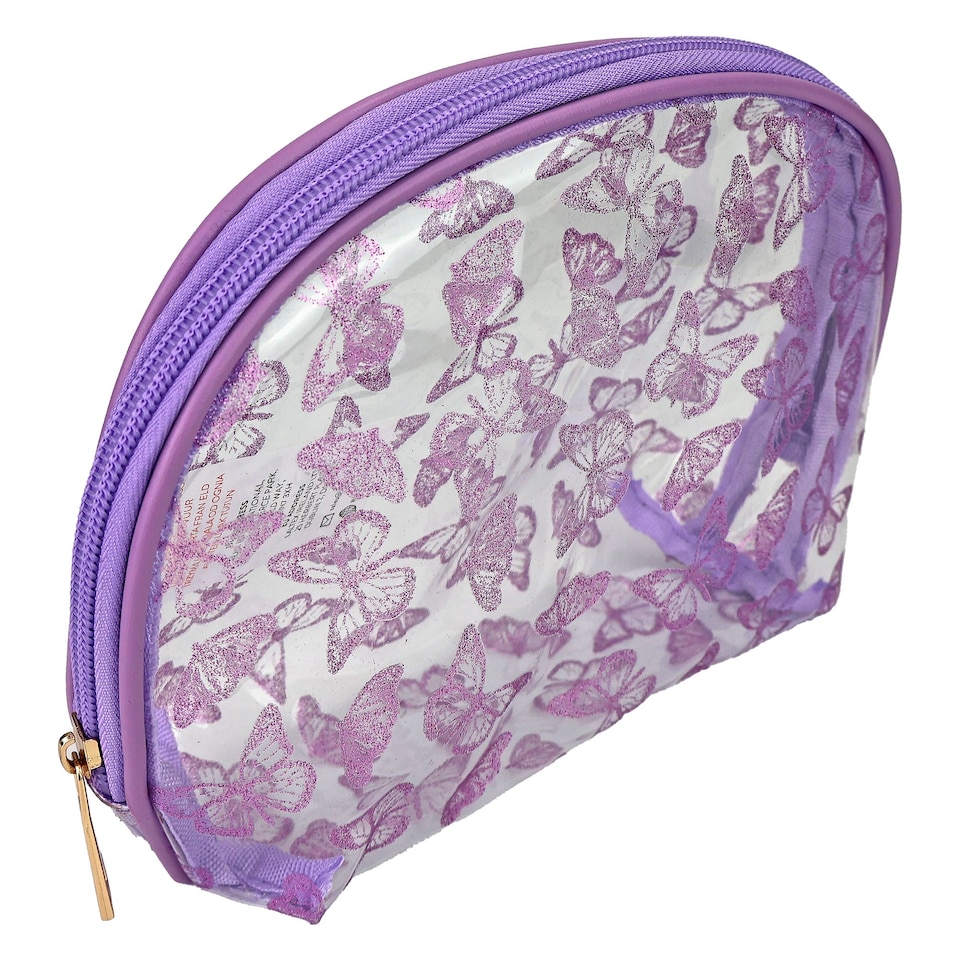 image 1 of 3 Piece Ladies Butterfly Print Cosmetic Bag Set Makeup Toiletry Travel Bags