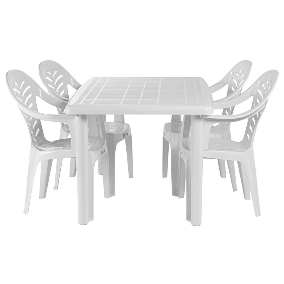image 1 of Resol Olot 4 Seater Dining Set - White | White | White