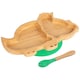 image 1 of Tiny Dining Bamboo Dinosaur Baby Weaning Plate & Fork Set - Green