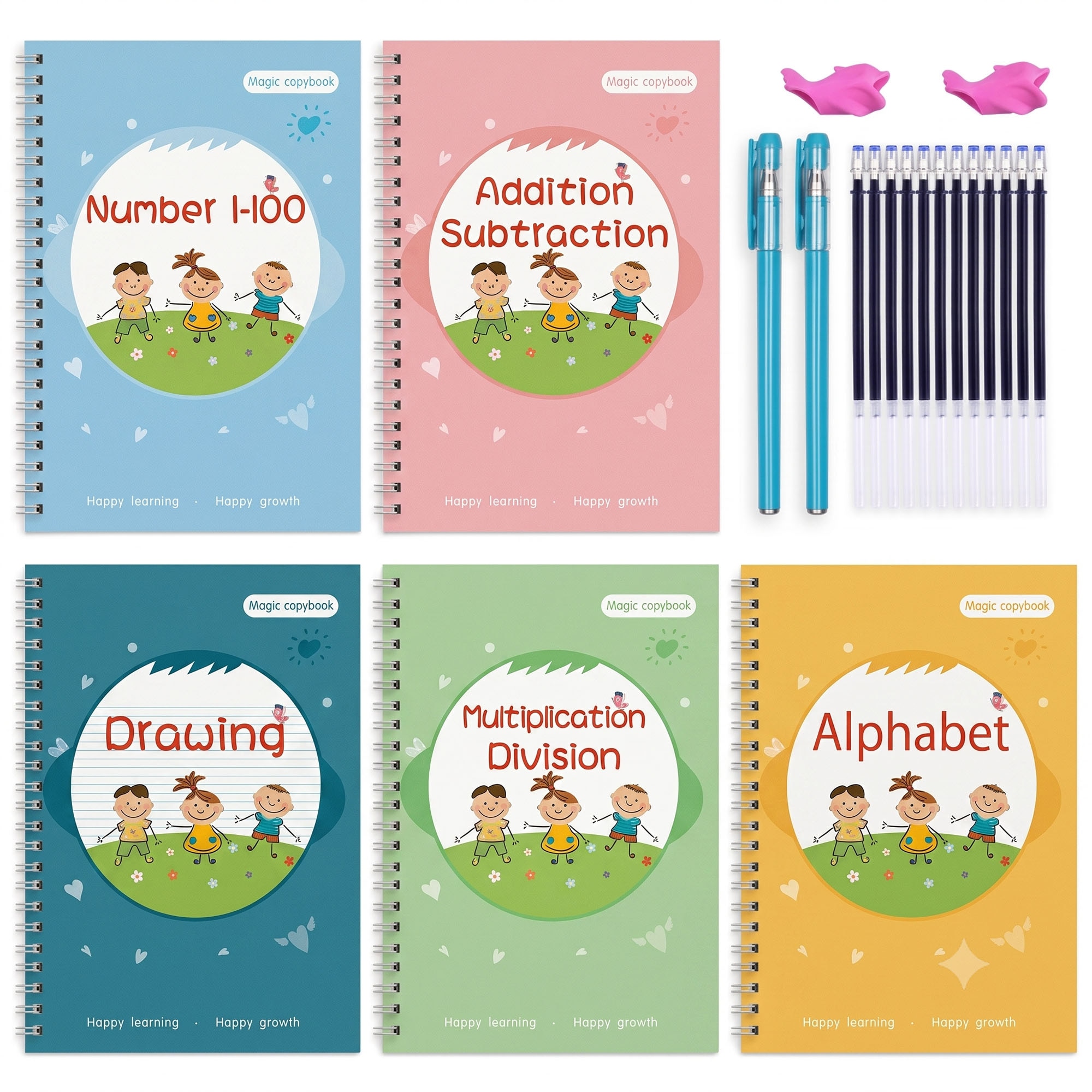 Magic Copybook 5 Book Set with Pens & Refills for Kids