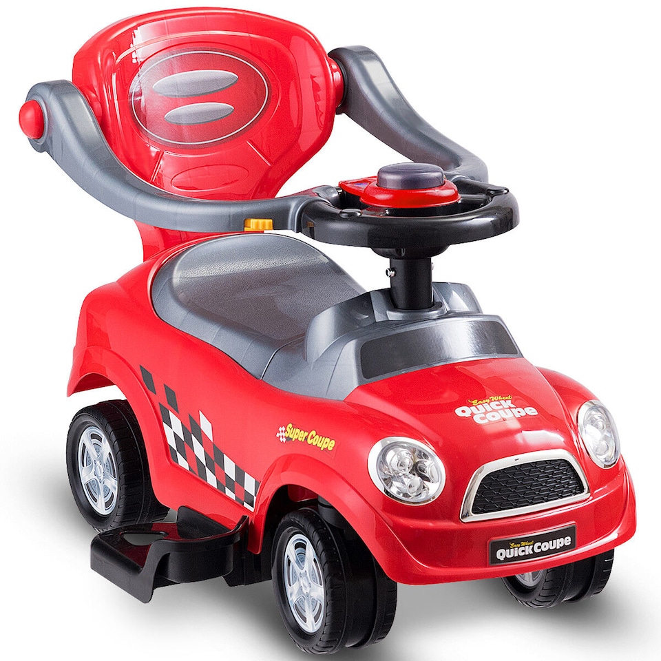 image 1 of COSTWAY 3 in 1 Convertible Baby Stroller Ride on Car Red