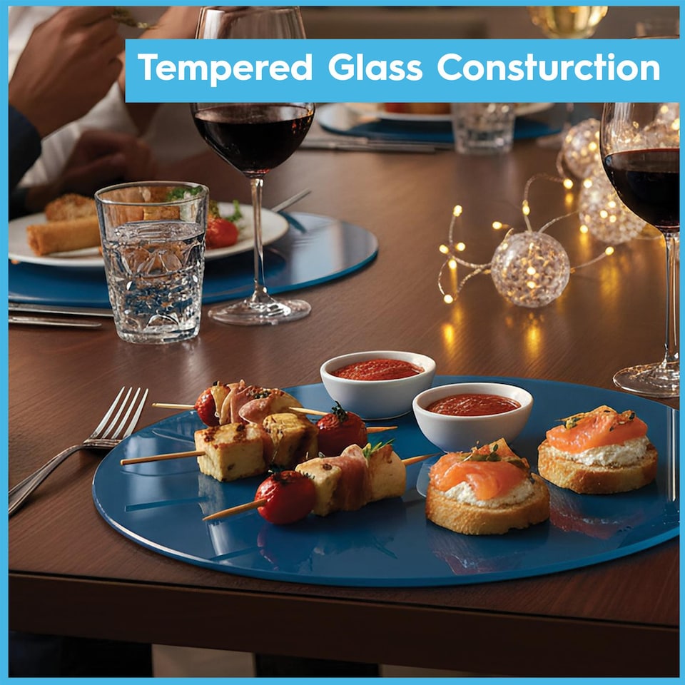 image 1 of Harbour Housewares 12pc Glass Placemats & Coasters Set - 40cm x 30cm - Black | Black | Black
