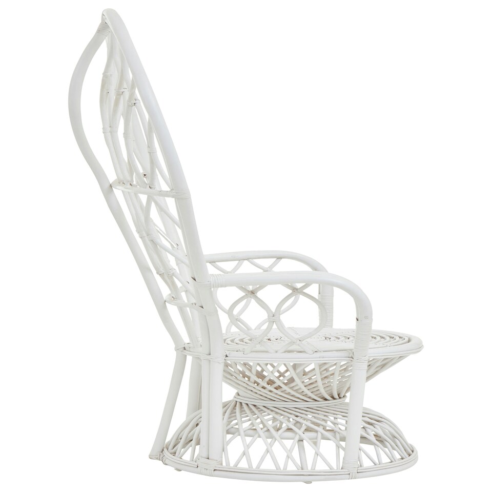 image 1 of Interiors by Premier Grey and White High Back Rattan Peakcock Chair, Rattan Arm Chair, Rattan Patio Chair for Home, Garden