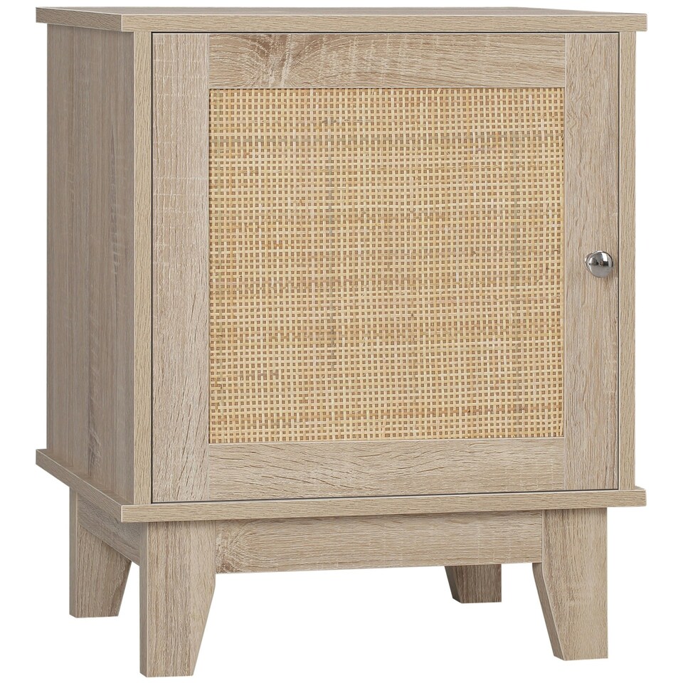 image 1 of HOMCOM Nightstand, Rattan Bedside Table, Sofa Side Table