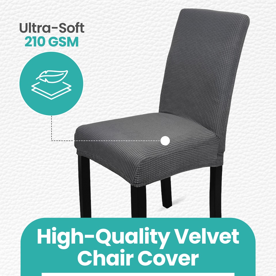 image 1 of Velvet Stretch Chair Covers, Spandex Dining Chair Slipcovers
