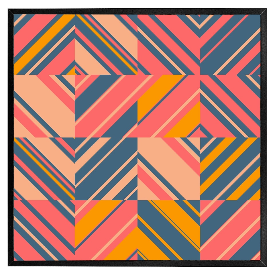 image 1 of Striped bright geometric pattern (Picture Frame) White | M