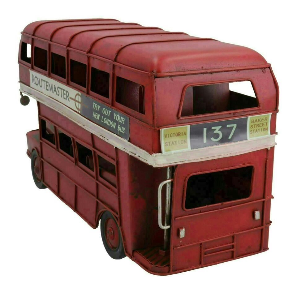 image 1 of Quality Historical Metal Vintage London Bus Metal Model Replica Ornament Gift