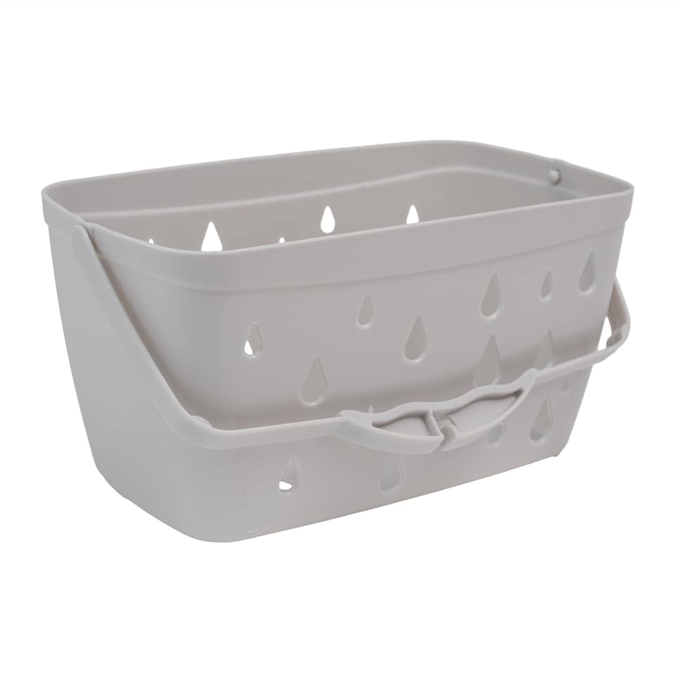 image 1 of JVL Grey Peg Basket with 48 Soft Touch Leaf Clothes Pegs,  Assorted Colours