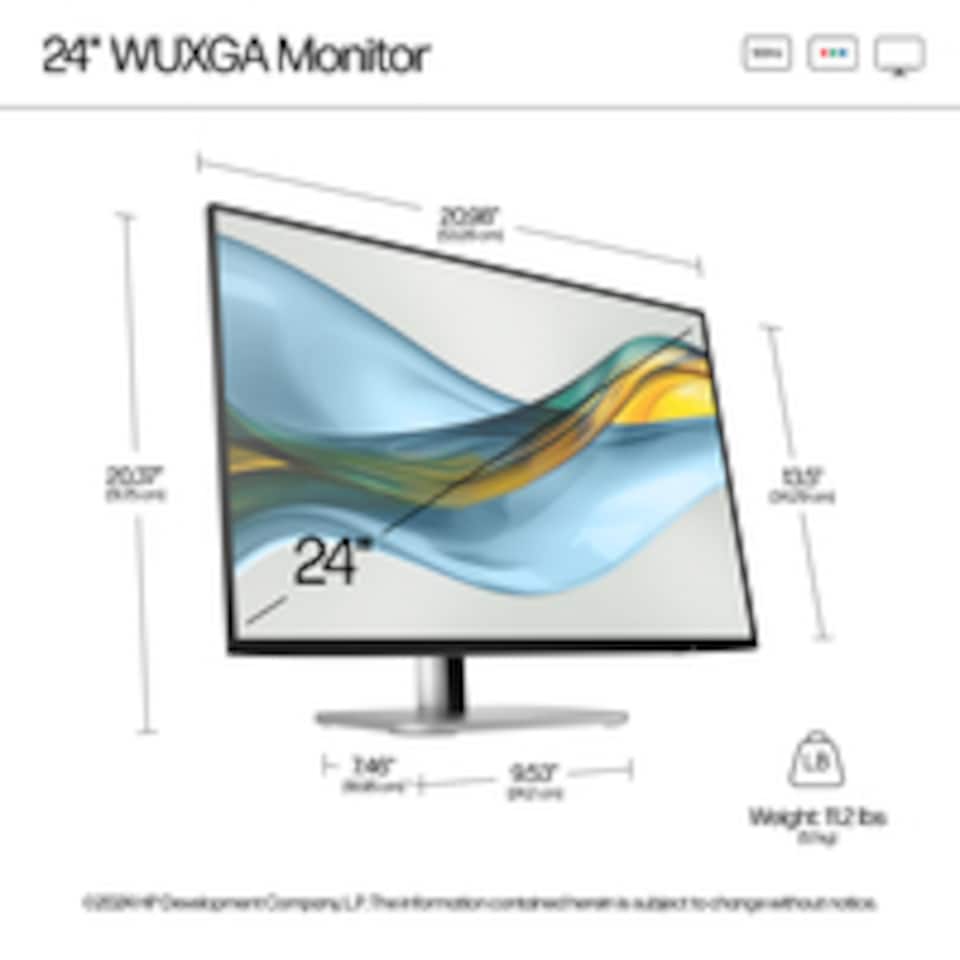image 1 of HP Series 5 Pro 24 inch WUXGA Monitor - 524pn, 61 cm (24"), 1920 x 1200 pixels, WUXGA, LCD, 5 ms, Black | Black | Black | 51.8 cm
