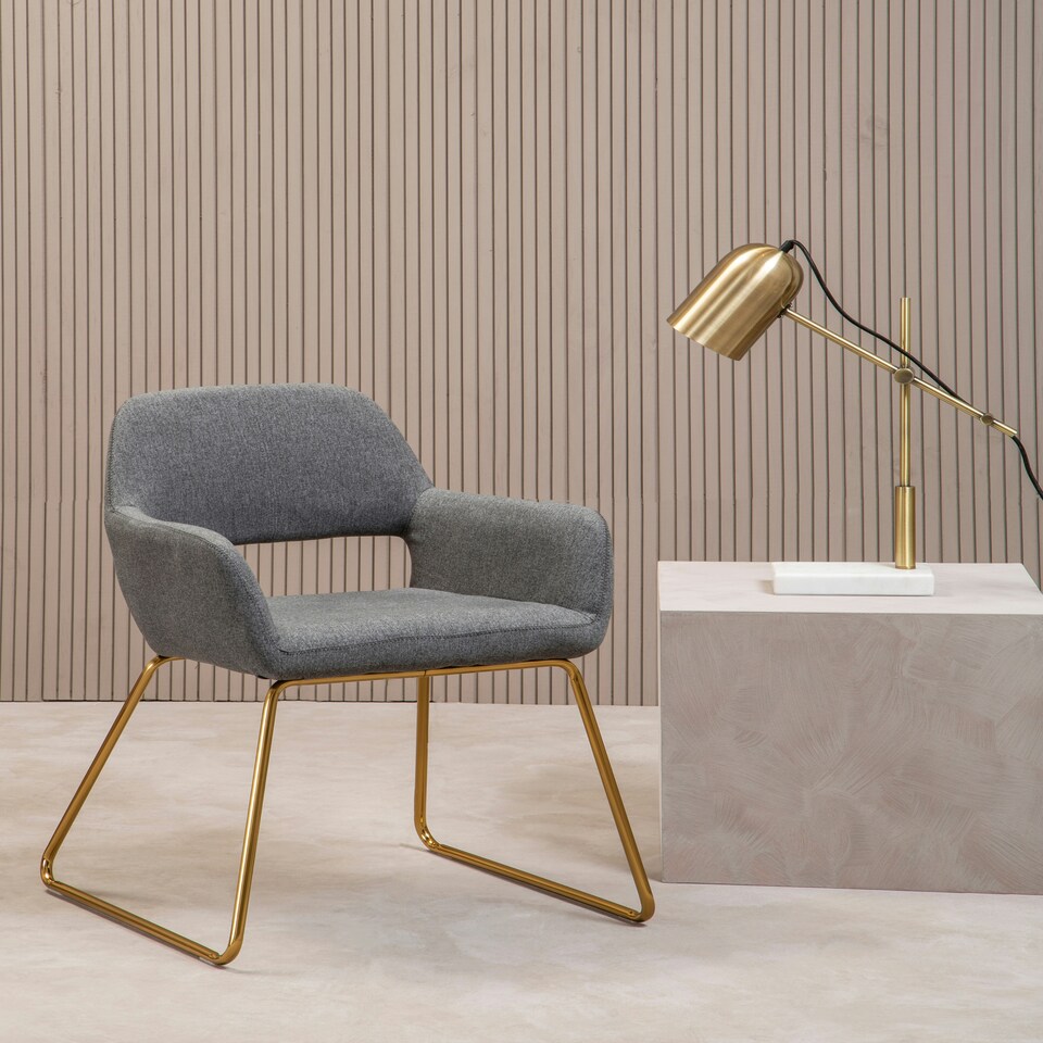 image 1 of Interiors by Premier Grey Dining Chair, High Quality Kitchen Chair, Back & Arm Support Fabric Chair, Easy to Clean Armchair