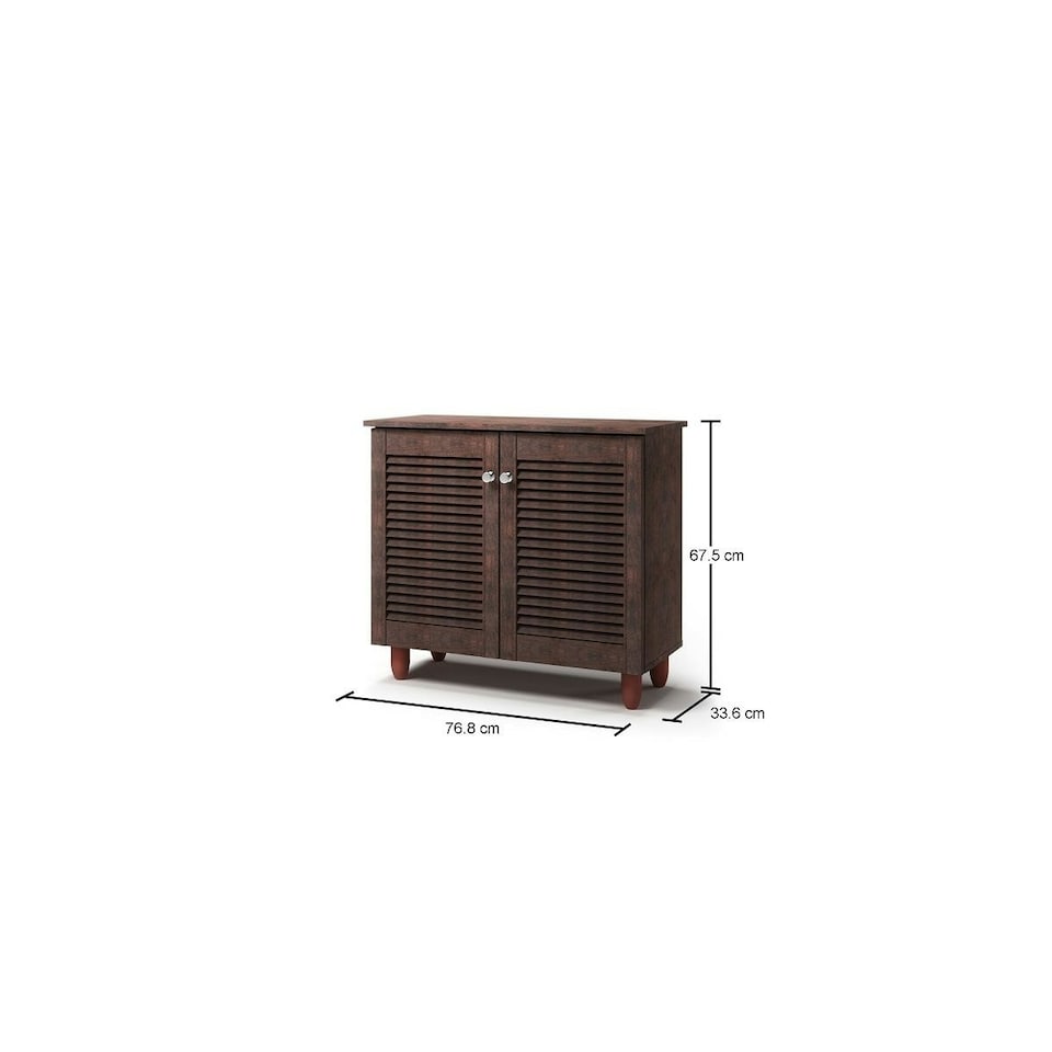 image 1 of Essentials Modern Shoe Storage Cabinet 2 Doors Footwear Stand Rack Unit Cupboard Dark Wenge