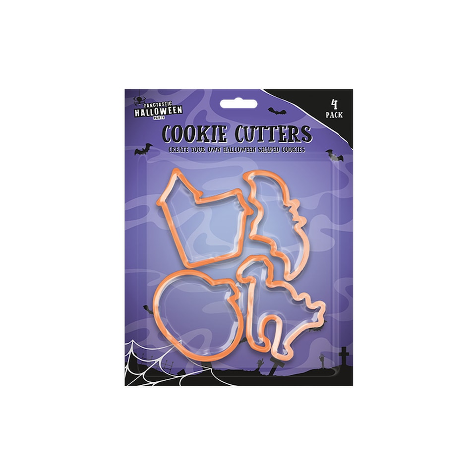 Halloween Cookie Cutters Set | Bat, Cat, Haunted House & Pumpkin Biscuit Cutters | Plastic Cookie & Fondant Moulds for Halloween Baking, Cake Decorating & Children's Baking Activities