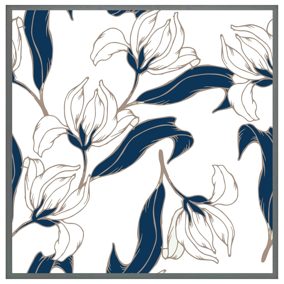 image 1 of White flowers (Picture Frame) Brown | Oak | M