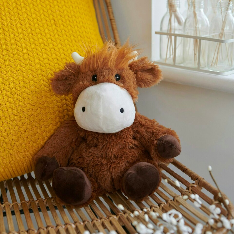 image 1 of Warmies Plus Highland Cow Microwavable Weighted Teddy