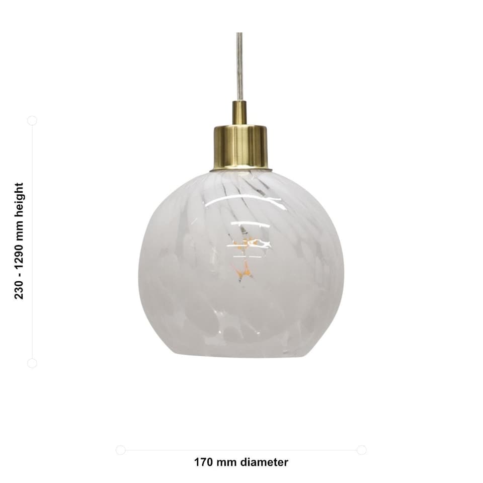 image 1 of Confetti - Glass Globe with Satin Brass Pendant Fitting
