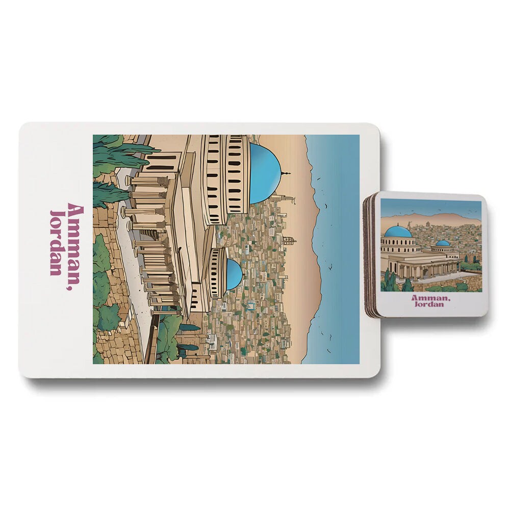 Designer Artwork Placemat Coaster Set With Wood Backing 12 Pieces Limited Edition High End Print Quality