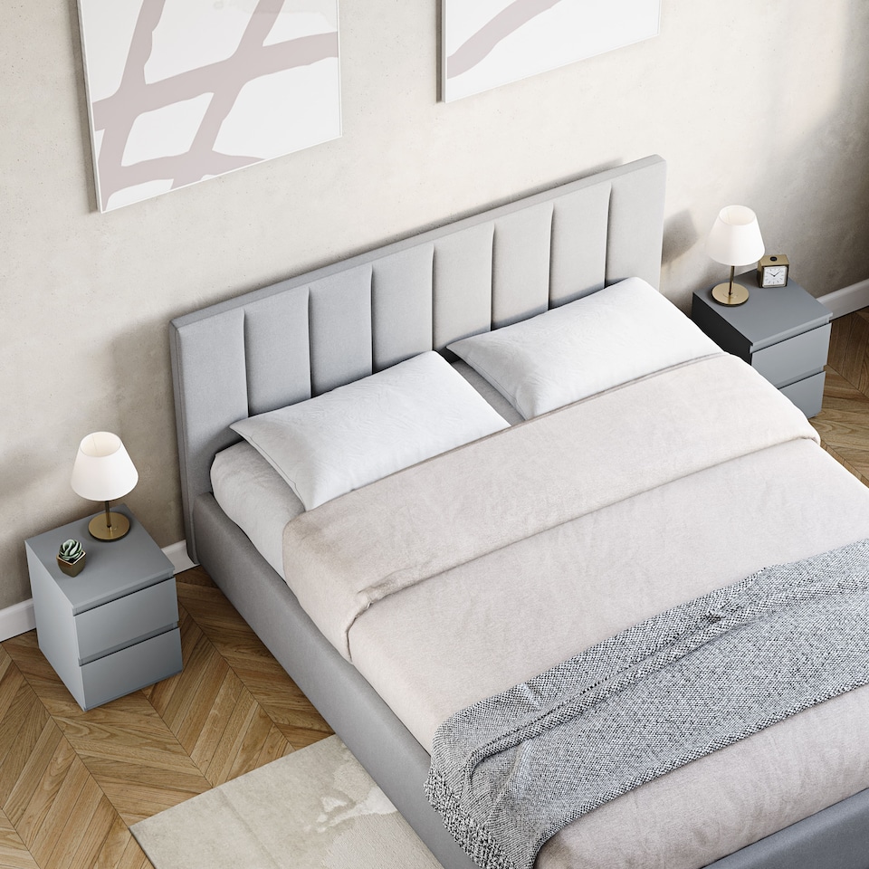image 1 of Vida Designs Denver 2 Drawer Chest of Drawer Bedside Cabinet Nightstand Units Set of 2 - Grey