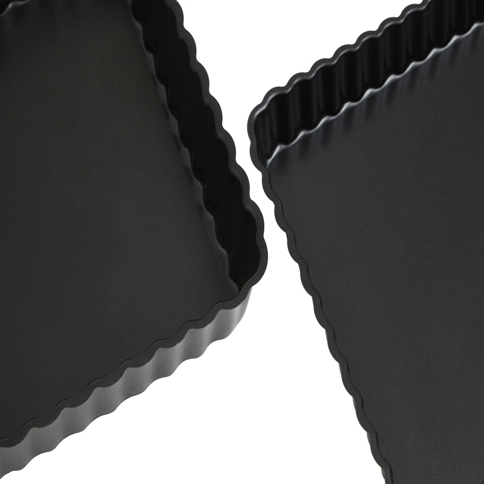 image 1 of Interiors by Premier Non Stick Coated Set Of Two Fluted Cake Tins, Versatile Large Tins For Cake Baking, Fluted Design Baking Tin Black