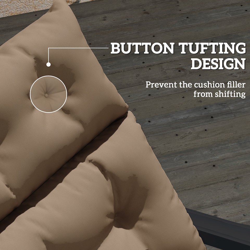 image 1 of Outsunny Sun Lounger Cushion Only, Garden Lounge Chair Cushion | Brown | Khaki | 1