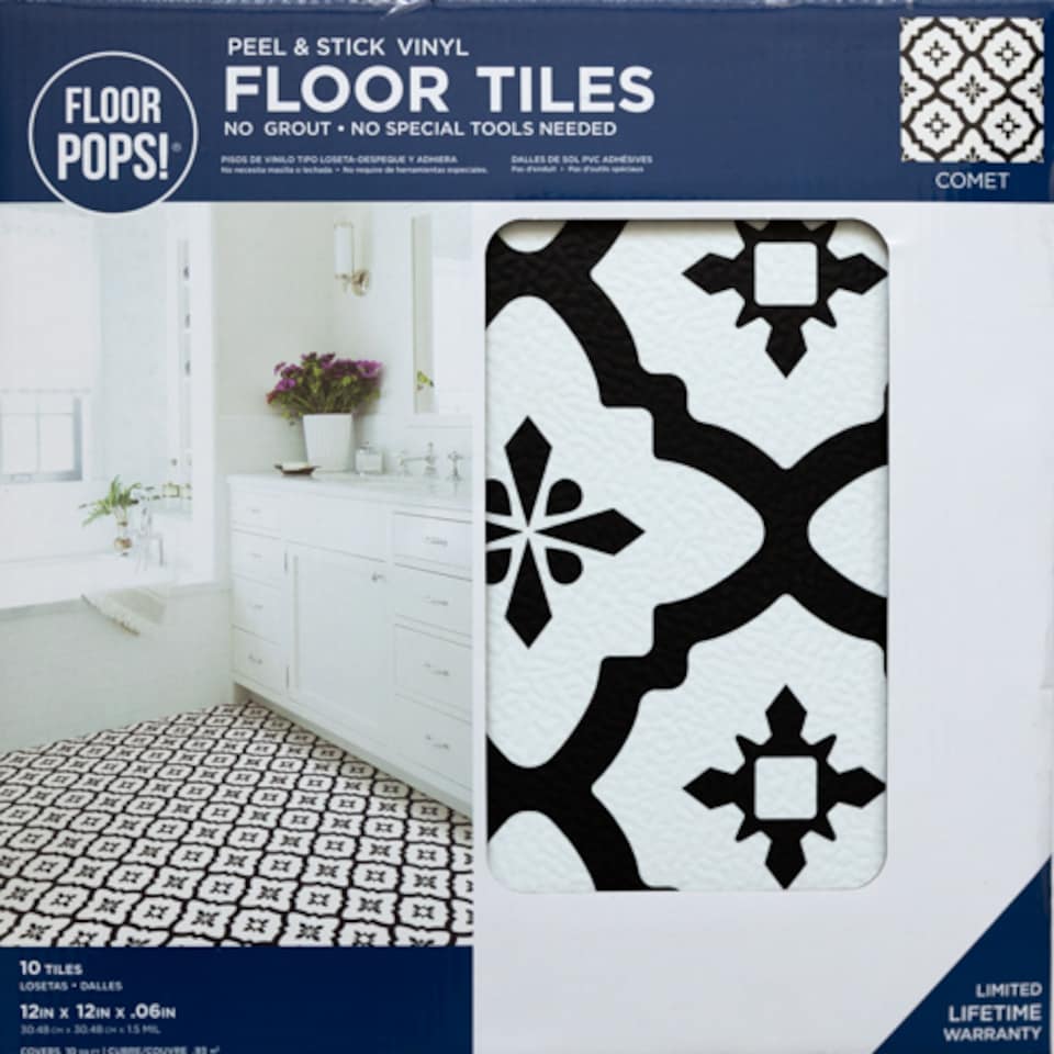 image 1 of Floor Pops Comet 30.48 x 30.48cm Self-adhesive Vinyl Floor Tiles Pack 30 | 2.79sqm