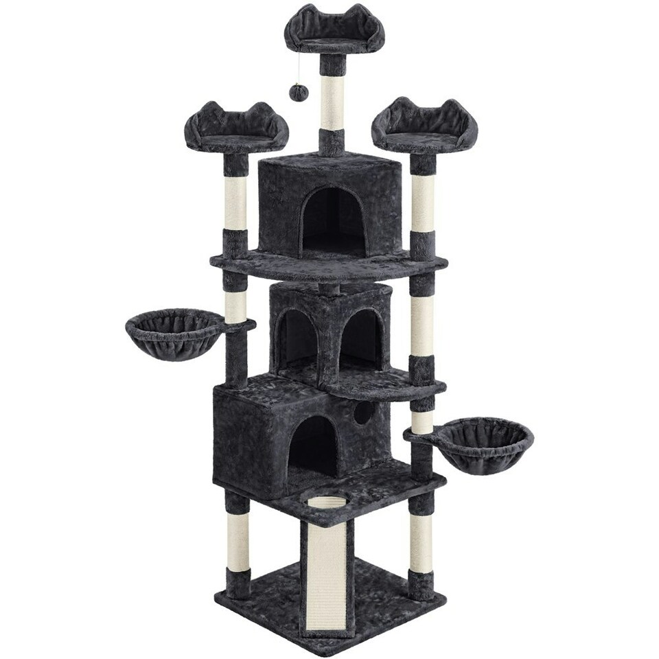 image 1 of Yaheetech Large Cat Tree with 3 Condos Black