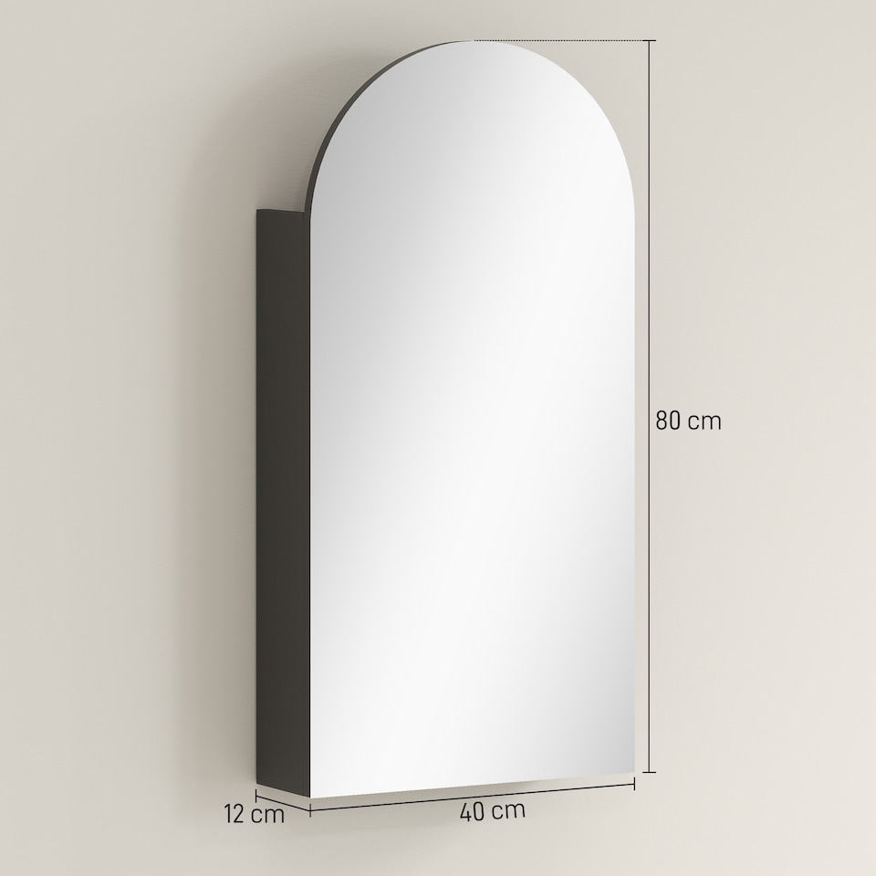 image 1 of HOMCOM Bathroom Mirror Cabinet with Adjustable Glass Shelves, Black | Black