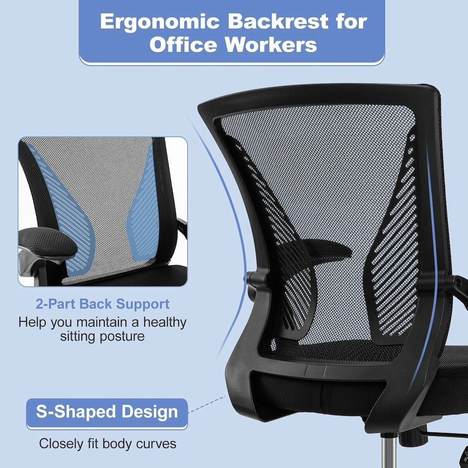 image 1 of COSTWAY Ergonomic Office Chair Adjustable Swivel Chair Black