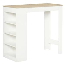 HOMCOM Bar Table Coffee Table Kitchen Dining Table with 4-Tier Shelf