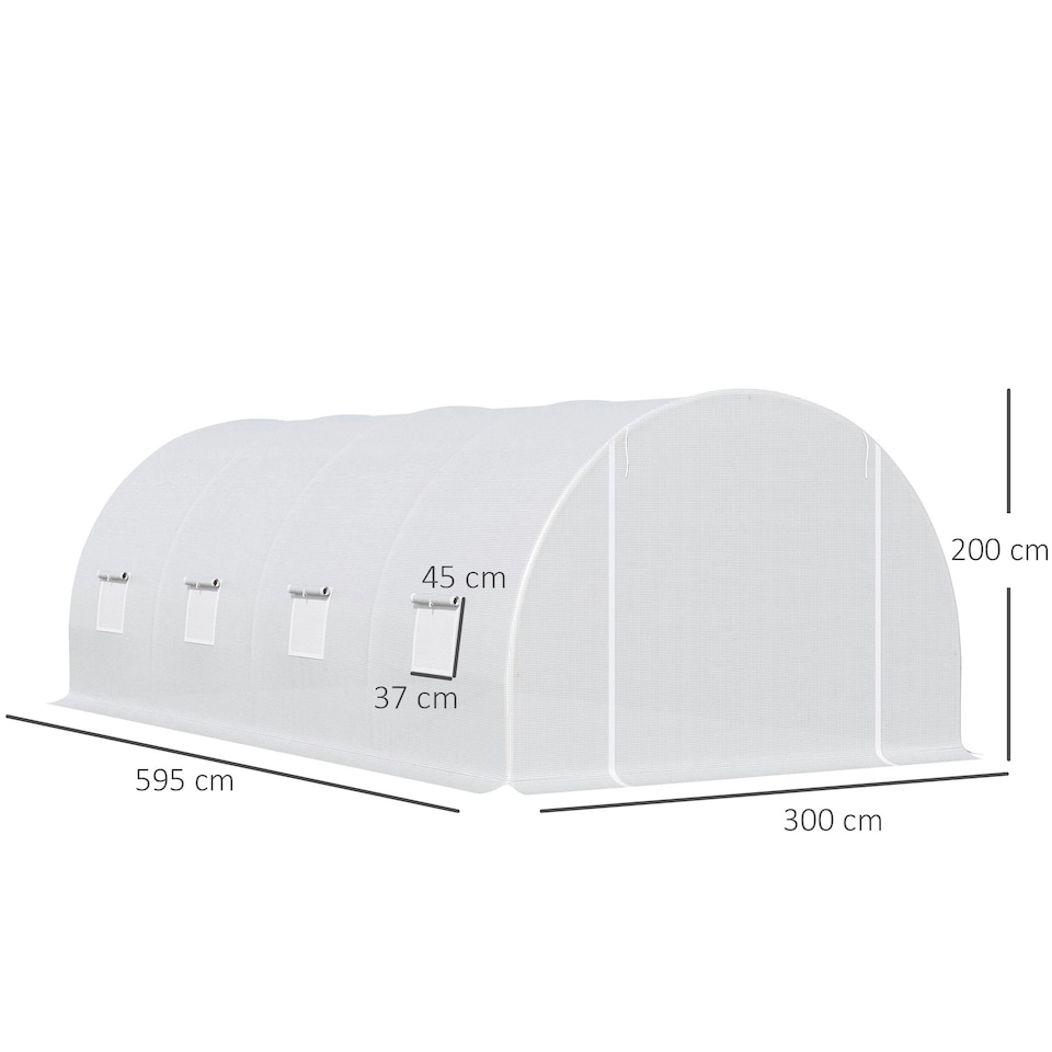 image 1 of Outsunny 6 x 3 x 2 m Polytunnel Greenhouse w/ Zippered Door and 8 Windows