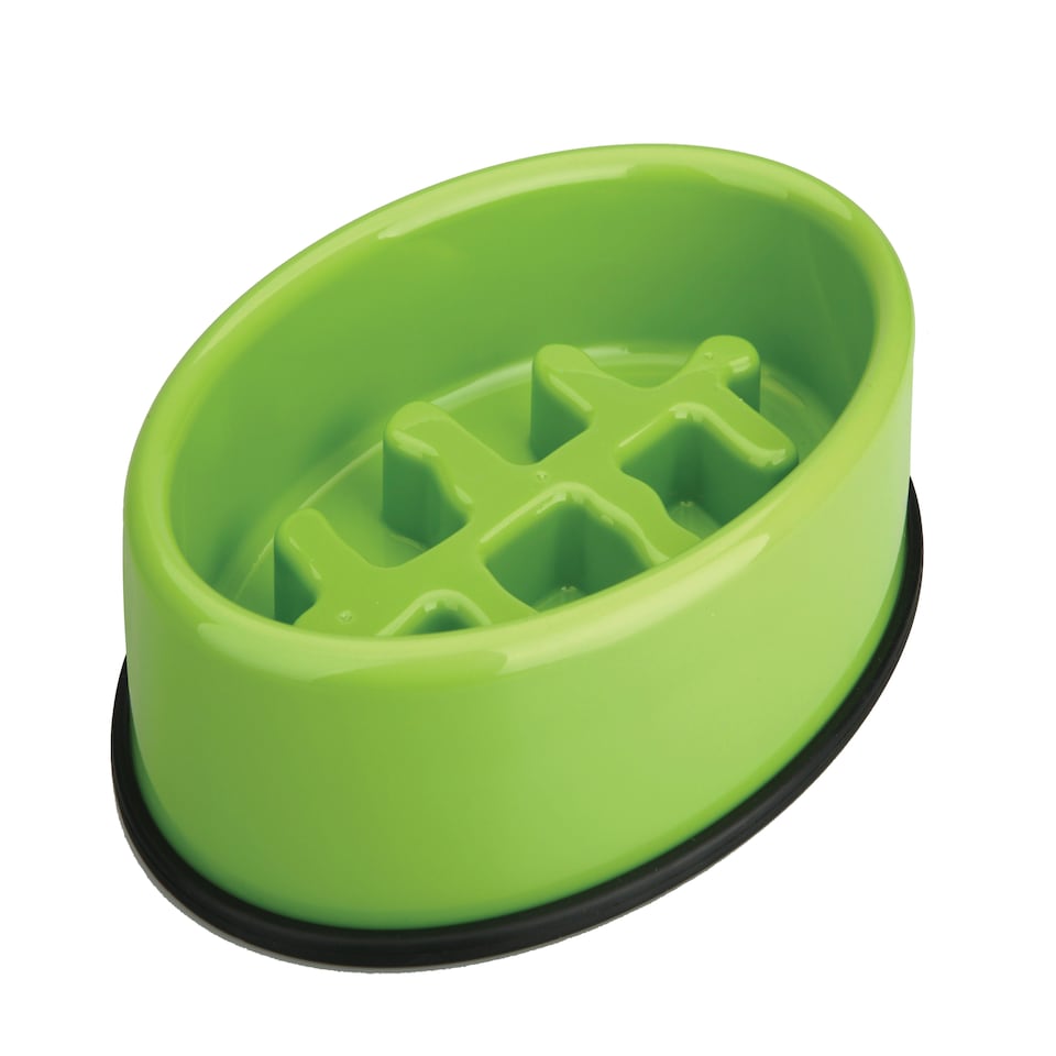 M-PETS FISHBONE - Slow Feed Bowl Oval Green