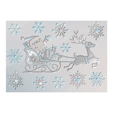 Metallic Blue & Silver Santa on Sleigh Christmas Decorative Stickers