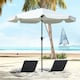 image 2 of Outsunny 2.7m Patio Parasol Garden Umbrellas Outdoor Sun Shade Table Umbrella with Tilt, Crank, 8 Ribs, Ruffles, White