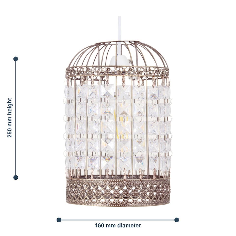 image 1 of Set of 2 Martil - Antique Brass Jewelled Pendant Lightshades | Yellow | Clear | Small | 2