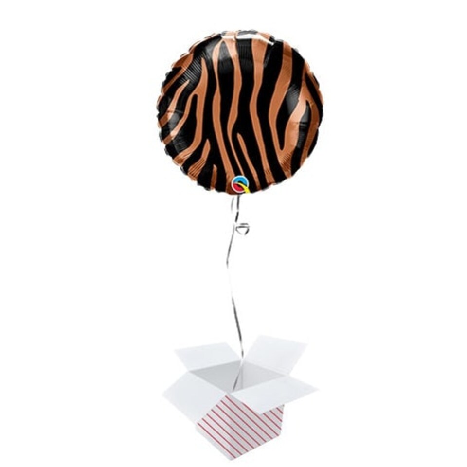 Tiger Stripes Pattern Foil Helium Qualatex Balloon - Inflated Balloon in a Box