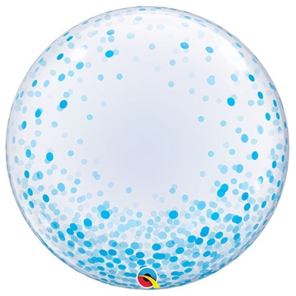 Blue Confetti Dots Deco Bubble Helium Qualatex Balloon 61cm / 24 in