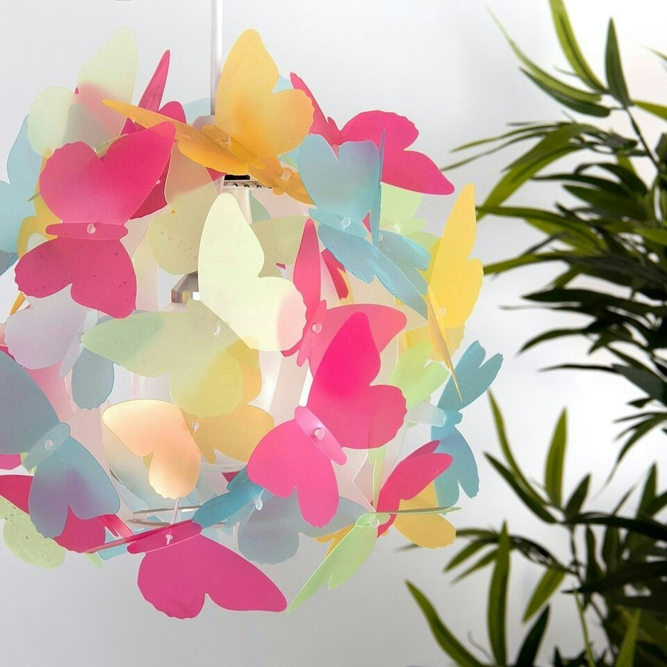 image 1 of ValueLights Modern Multi-Coloured Butterfly Girl's Ceiling Pendant Lamp Shade