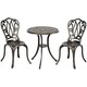 image 1 of Outsunny 3 Piece Garden Bistro Set, Cast Aluminium Outdoor Furniture Set with Umbrella Hole for Balcony, Porch, Patio, Bronze Tone