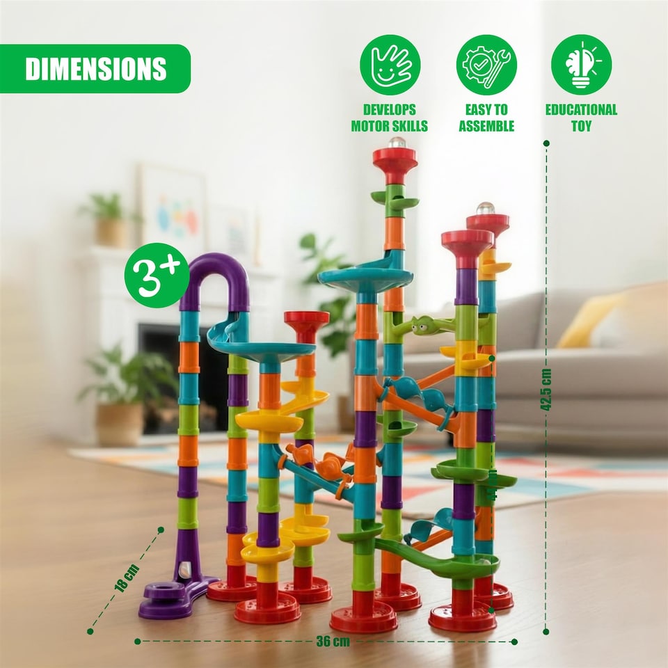 image 1 of The Magic Toy Shop Marble Run Game Toy Set 113 Piece 3D Educational STEM Building Kit