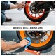 image 4 of HOMCOM Motorcycle Wheel Cleaning Roller Stand with Steel Frame, Aluminium Rollers, Motorcycle Maintenance Stand for Tyre Cleaning and Chain Lubrication, Fit Tyre Width < 180mm, Bikes < 485lb, Orange