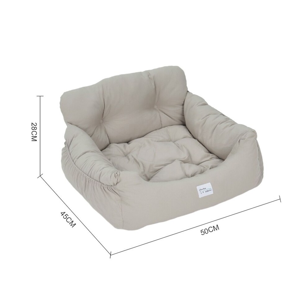 image 1 of Living and Home Dog Cushion Bed with Pockets for Travel- Light Grey- 50cm W x 45cm D | Multi | One Size