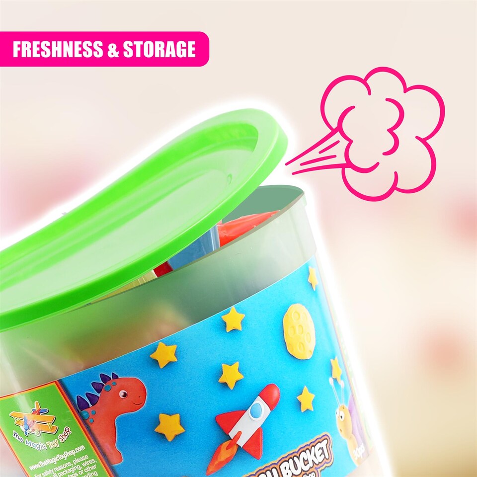 image 1 of The Magic Toy Shop Giant Dough Bucket Non-Toxic Modelling Clay Kit 10 Colours 1.5 Kg