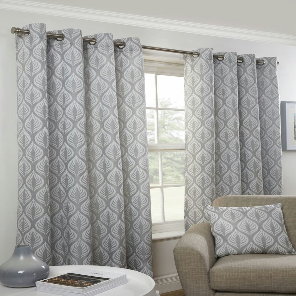 image 1 of Serene Lined Eyelet Curtains 116cm x 137cm Silver