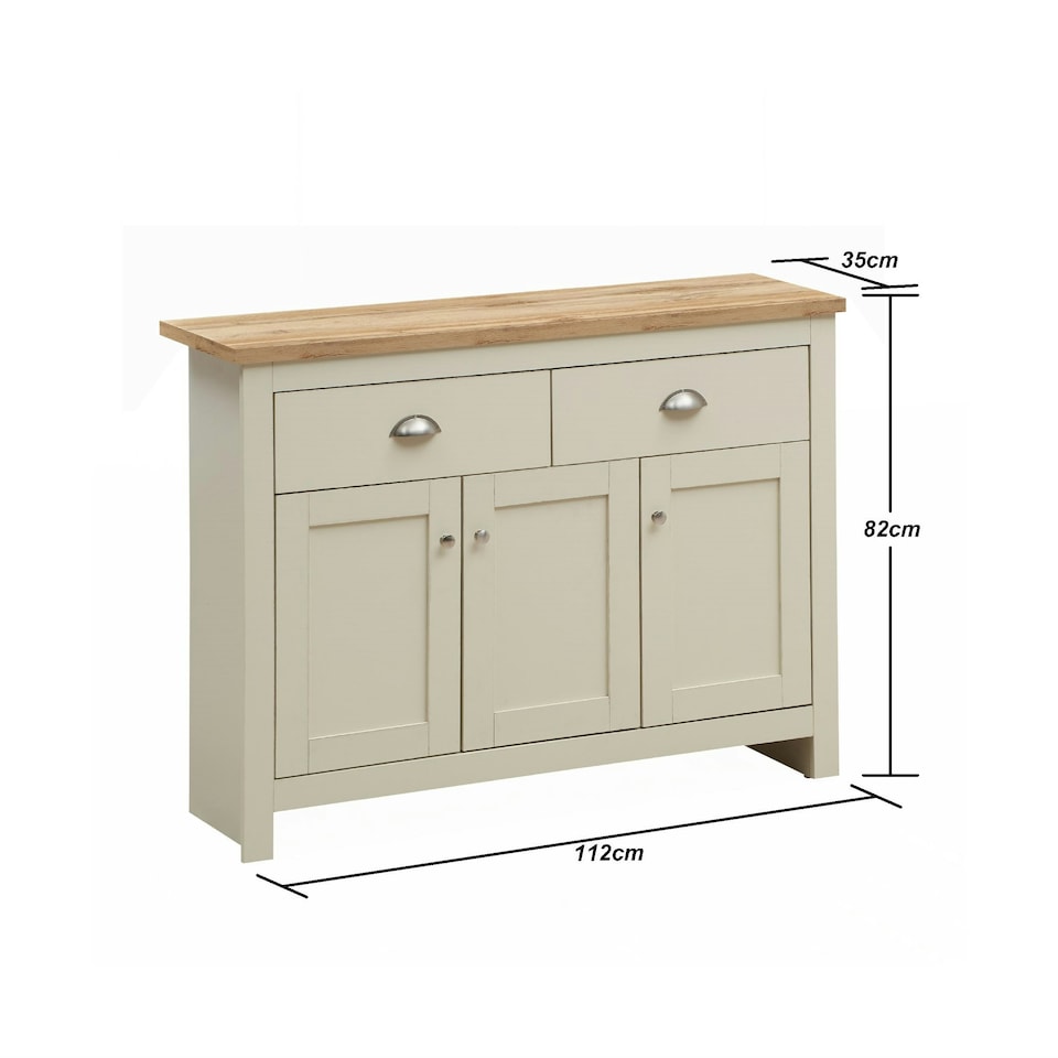 image 1 of Lisbon Sideboard 3 Doors 2 Drawers Buffet Storage Cabinet Cupboard Cream
