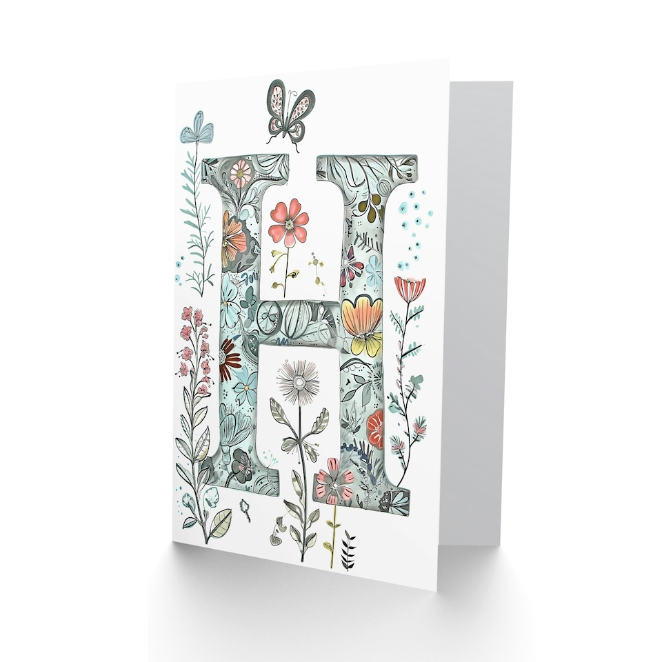image 1 of Letter H Wildflower Garden Watercolour Her Birthday Card
