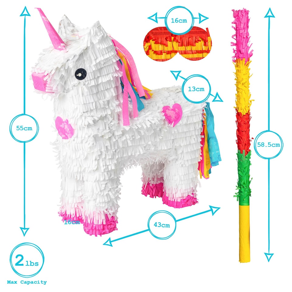 image 1 of Fax Potato 3pc Unicorn Pinata Set with Stick & Blindfold - Pink Stick