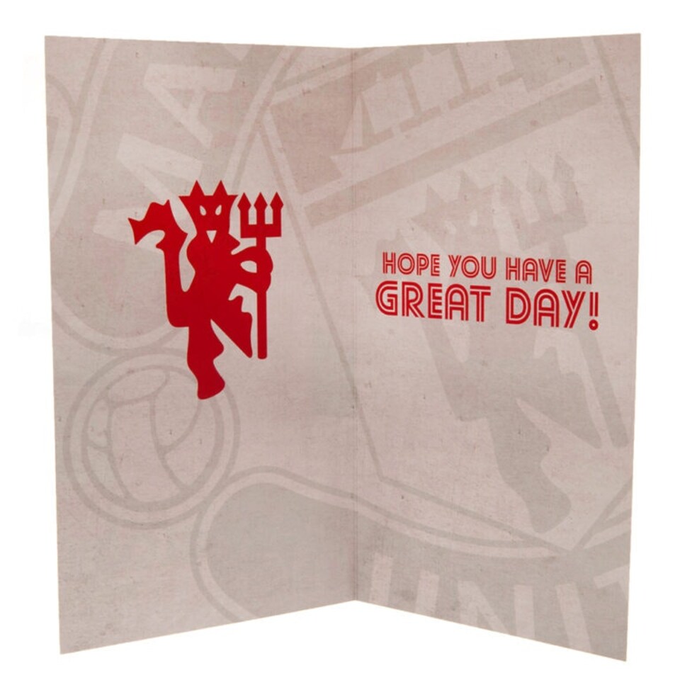 image 1 of Manchester United FC Retro Birthday Card - Red/Yellow - 22cm x 12cm